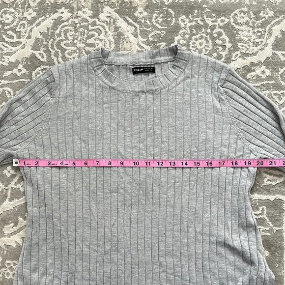 SHEIN: Gray Ribbed Sweater - Picture 3 of 4
